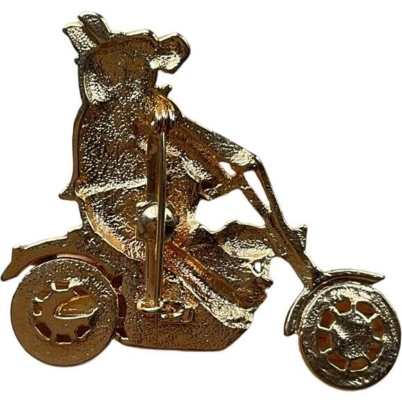 JJ Jonette Harley Hog Riding Motorcycle Brooch Pin - Picture 3 of 3